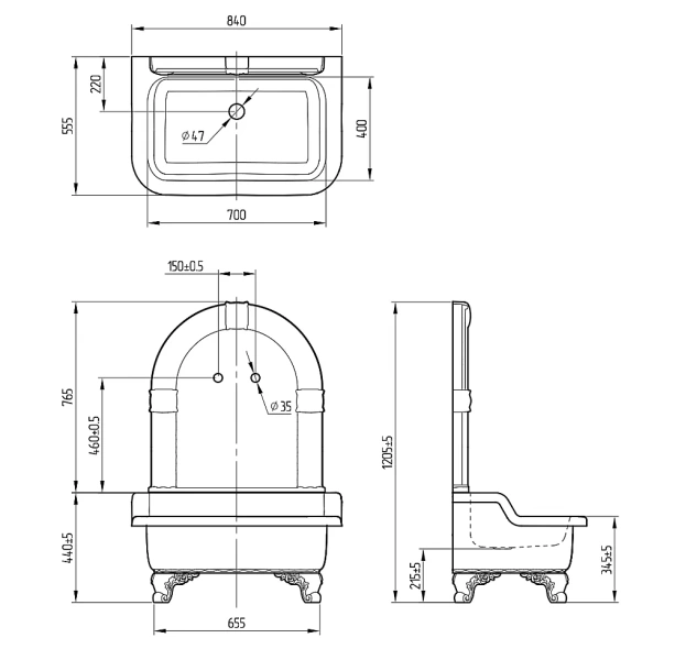 Раковина напольная Migliore Olivia Zampa золото 26300