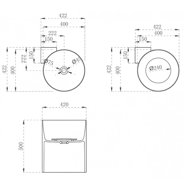 Раковина Abber Kristall AT2705 42 см круглая