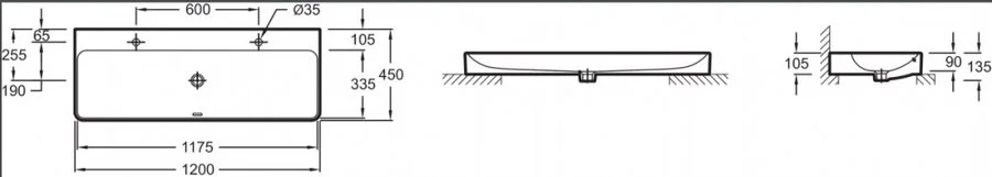 Раковина Jacob Delafon Vox 120 см накладная EVA122-00