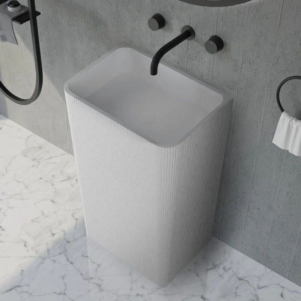 Раковина напольная Abber Stein белая матовая AS2505-H