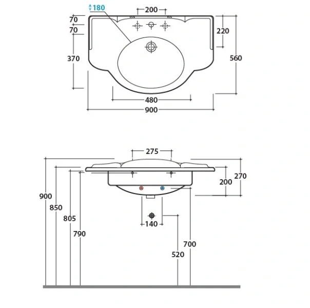 Раковина Globo Paestum PA056 Staron