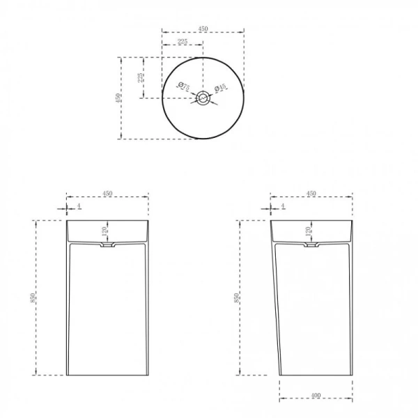 Раковина напольная Abber Stein искусственный камень AS2506