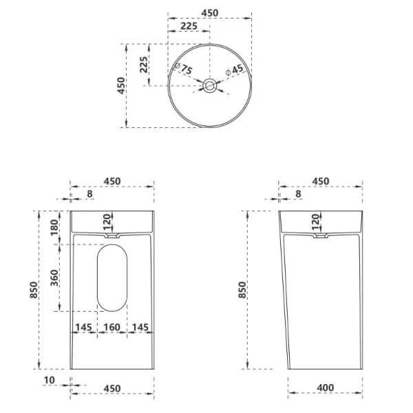 Раковина напольная Abber Stein белая матовая AS2506-H
