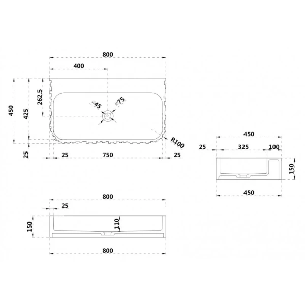Раковина Abber Stein 80 см белая матовая AS2652-0.8