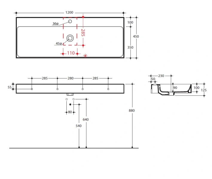 Раковина Kerasan Cento 120 см белая 353401*1