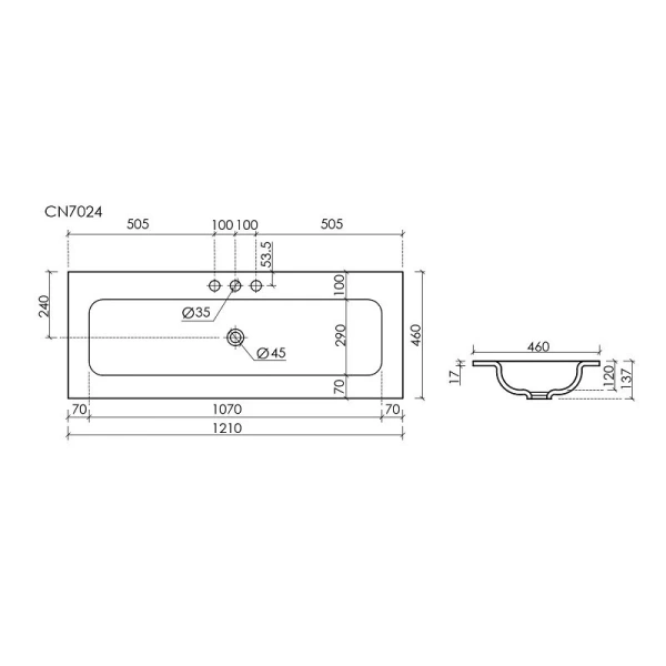 Раковина Ceramica Nova Grace 121 см черная матовая CN7024MB