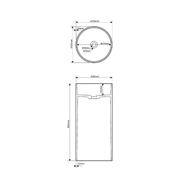 Раковина напольная Abber Stein 40 см белая матовая AS2516