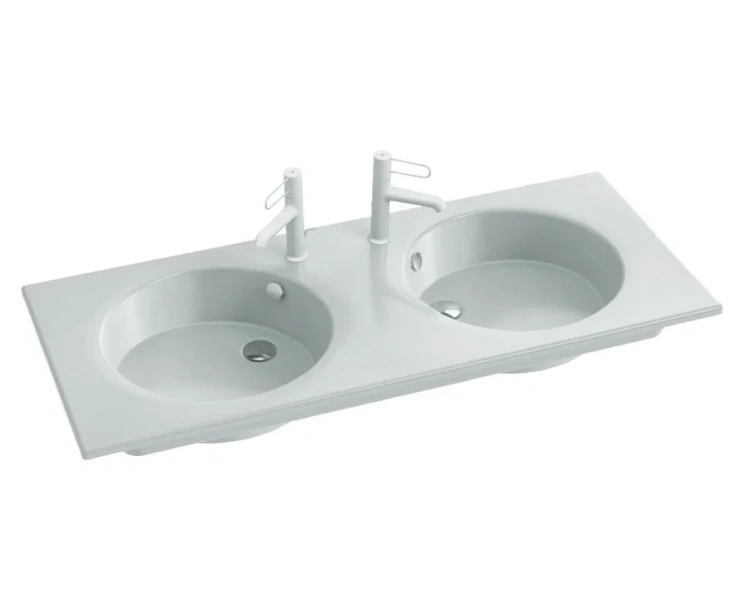 Раковина Jacob Delafon Odeon Rive Gauche 120 см белая, 2 отверстия под смеситель EXAT112-Z-00