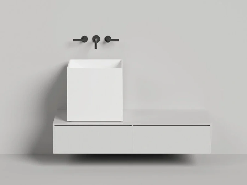 Раковина Salini Armonia Square 03 45 см белый матовый 130523M Staron