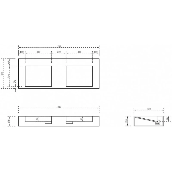Раковина Abber Stein 120 см белая матовая AS2643-1.2