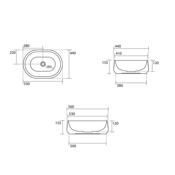 Раковина Kerasan F10 56 см белая матовая 460530