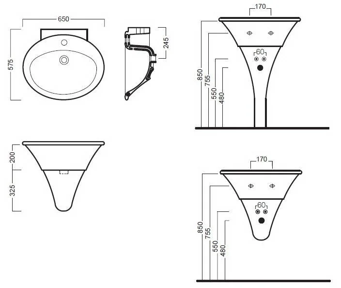 Раковина подвесная Hatria Sculture Y0LZ01 65х55 см