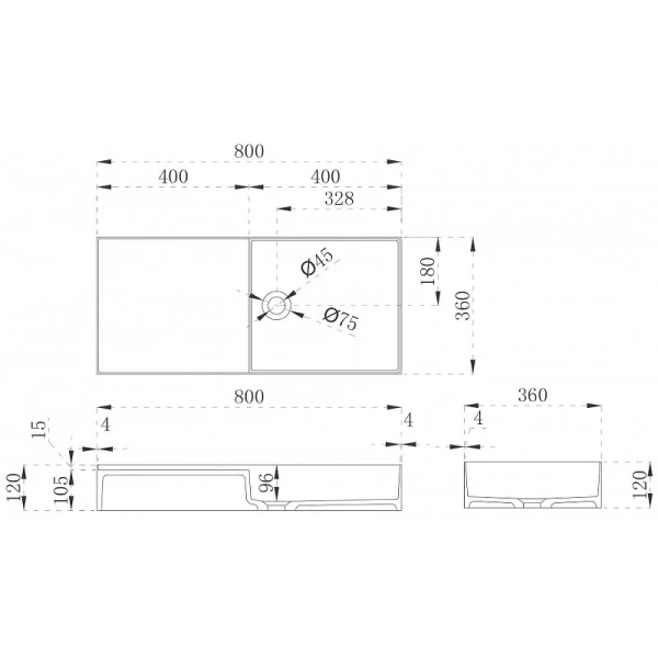 Раковина Abber Stein 80 см белая матовая AS2648