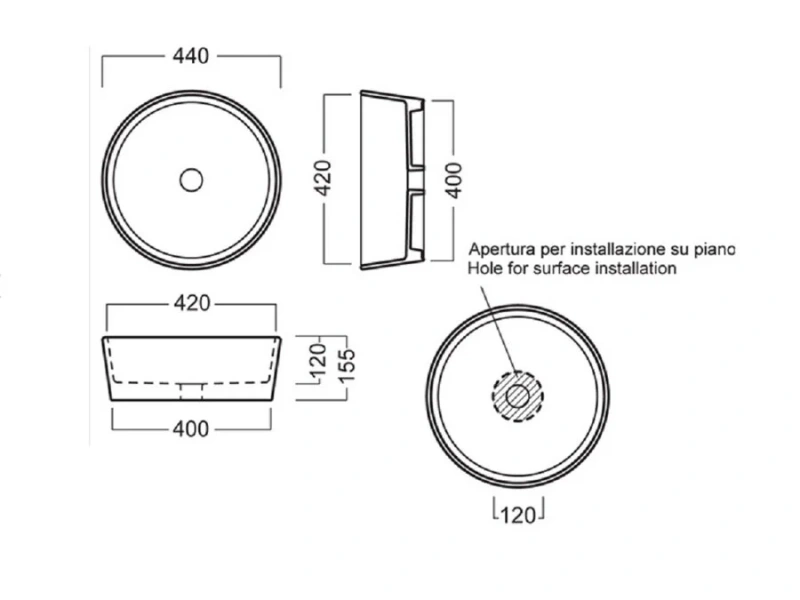 Раковина Hatria Happy Hour YXSP01 44х44 см