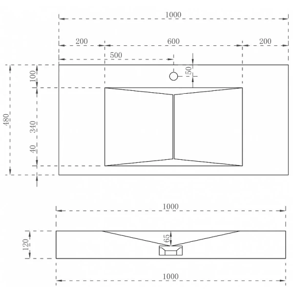 Раковина Abber Stein 100 см белая матовая AS2641