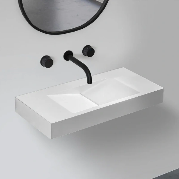 Раковина Abber Stein 100 см белая матовая AS2641