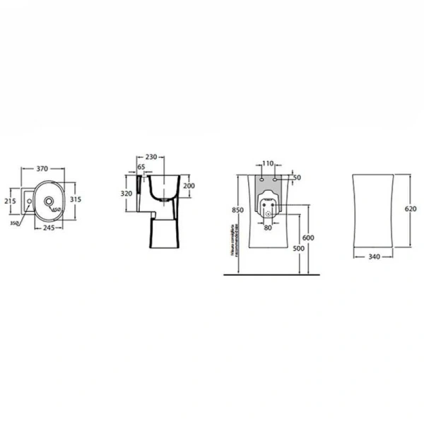 Раковина Azzurra Nativo 35 см овальная LALS035370N0BI/(NAT200/0bi)*0