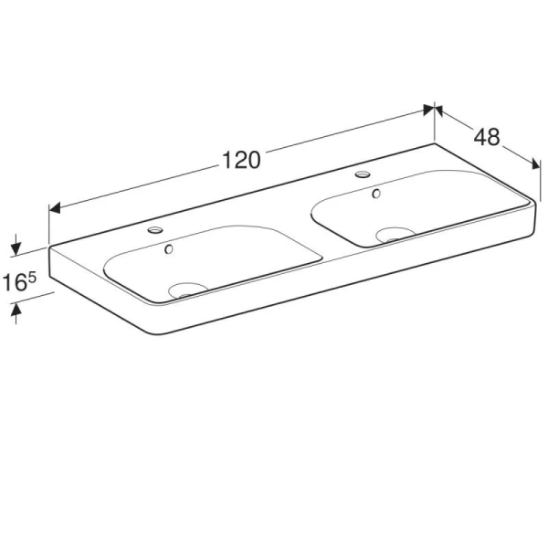 Раковина Geberit Smyle Square 120 см двойная 500.223.01.1 Staron