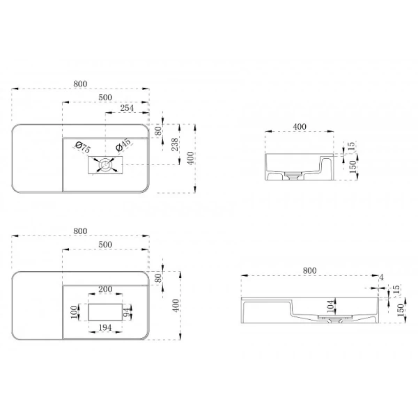 Раковина Abber Stein 80 см белая матовая AS2627-0.8