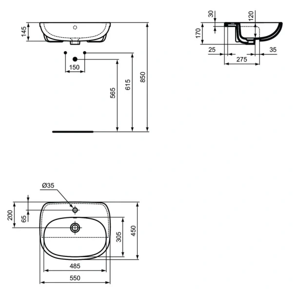 Раковина Ideal Standard Tesi 55 см белая T010001