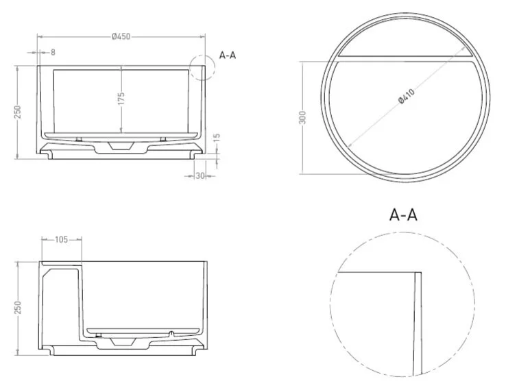 Раковина Salini Armonia Round Top 02 45 см белая матовая 130422TM