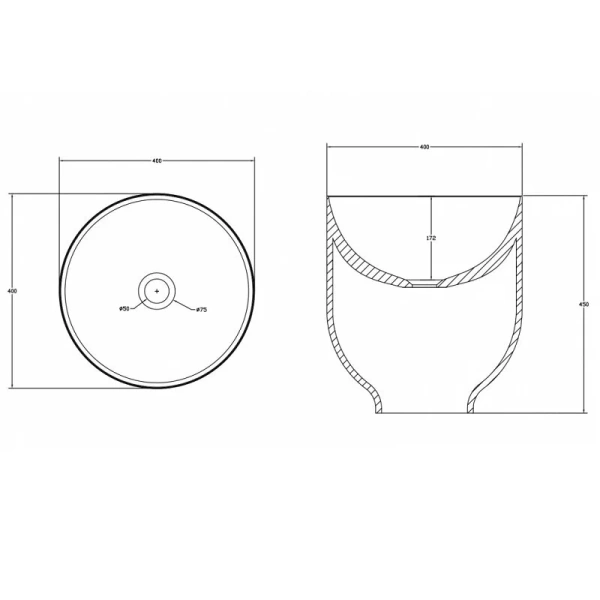 Раковина Abber Stein 40 см белая матовая AS2618