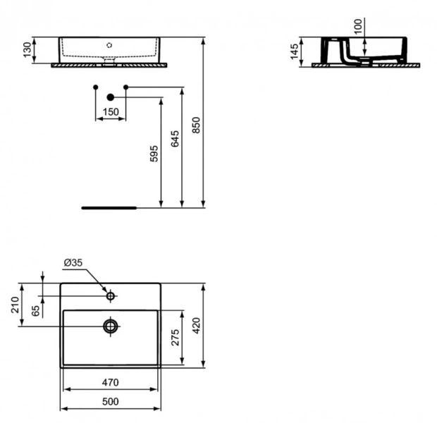 Раковина Ideal Standard Strada 50 см прямоугольная K081601