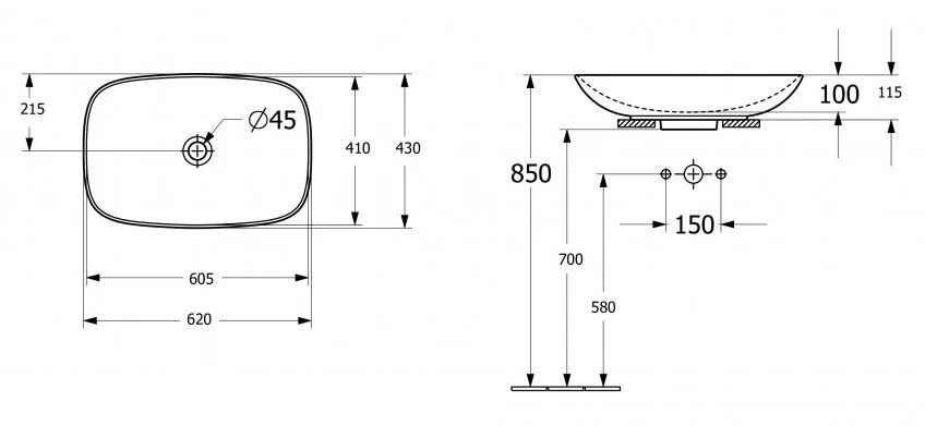 Раковина Villeroy & Boch Loop & Friends 63 см накладная 4A500001