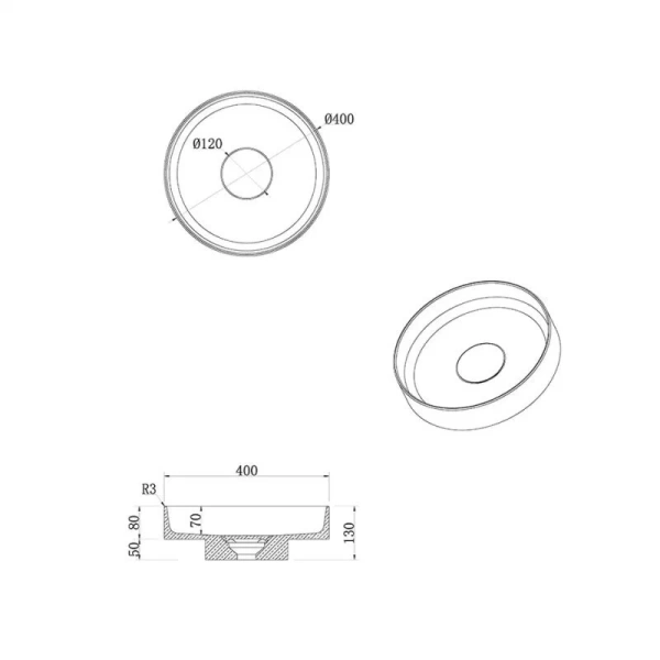 Раковина Boheme Corian 40 см amani grigio 801-GR