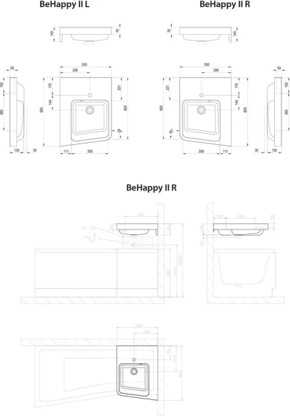 Раковина Ravak BeHappy II 1100001 50 см угловая