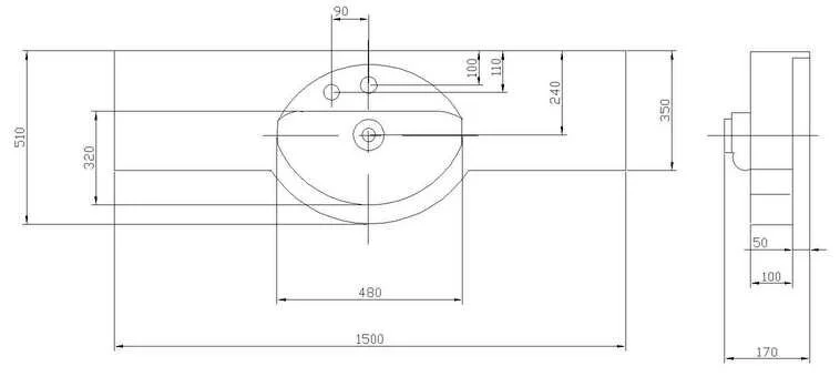 Раковина Акватон Отель 150 см с навесами 1A70133NOT010