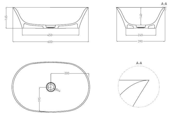 Раковина Salini Mona 60 см белый матовый 110821M