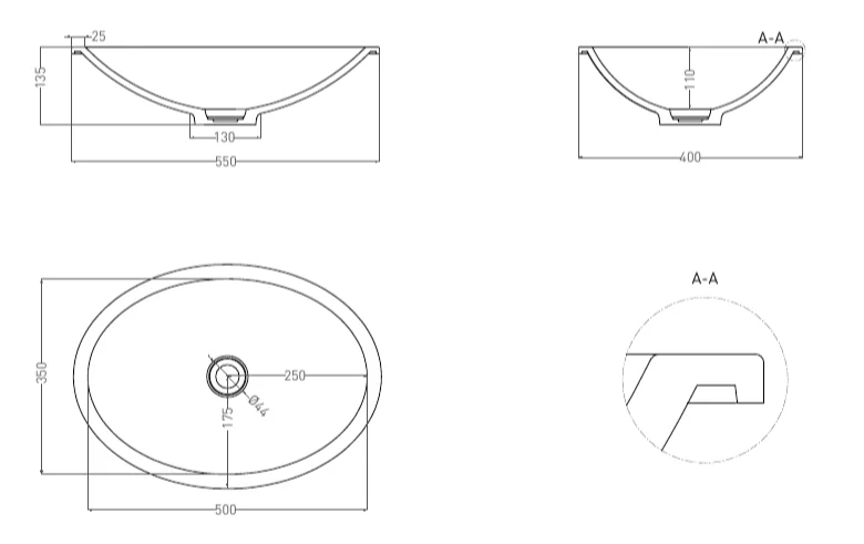 Раковина Salini Marea 11 55 см белая матовая 1802211M