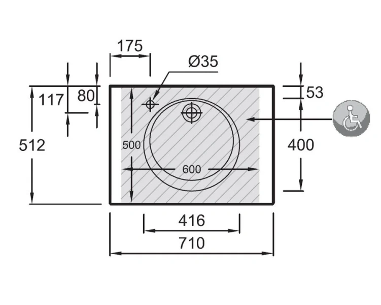 Раковина Jacob Delafon Odeon Rive Gauche 70 см подвесная EXAX112-Z-00