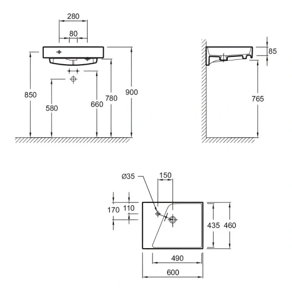 Раковина Jacob Delafon Rythmik 60 см подвесная EXQ112-00