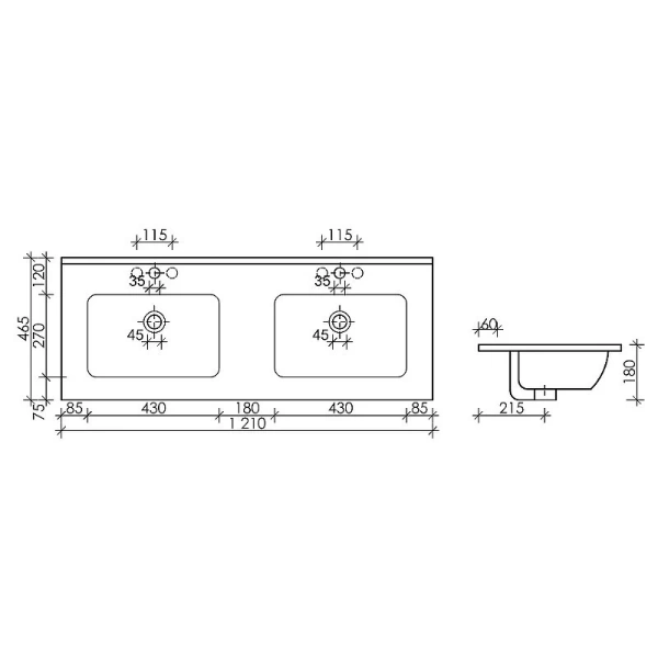 Раковина Ceramica Nova Element CN7004 121 см прямоугольная