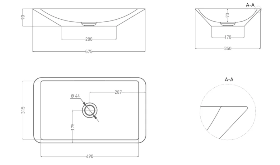 Раковина Salini Callista 03 57,5 см глянцевая 1101107G
