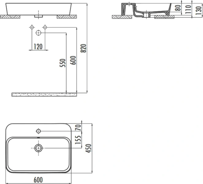 Раковина Creavit Loop 60 см белая LP061-00CB00E-0000