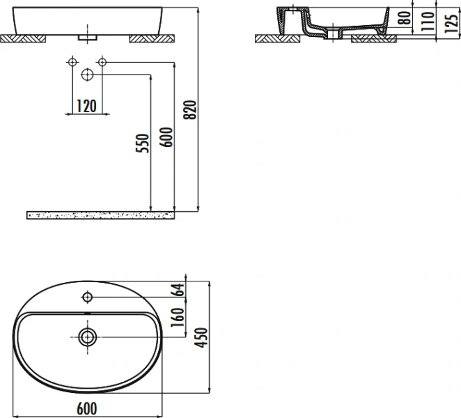 Раковина Creavit Loop 60 см овальная LP161-00CB00E-0000