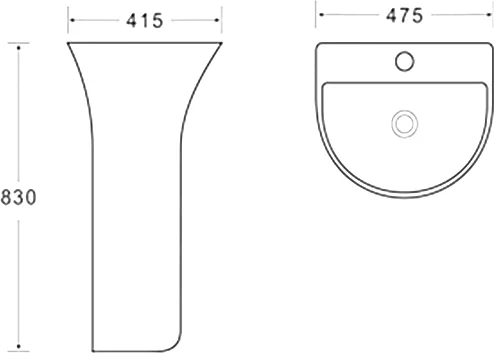 Раковина напольная SantiLine 48 см белая SL-4017