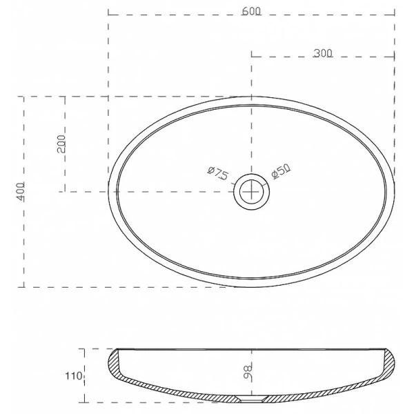 Раковина Abber Stein 60 см белая матовая AS2614