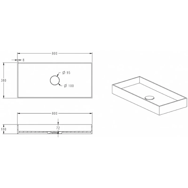 Раковина Abber Stein 80 см белая матовая AS2622