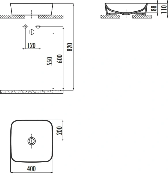 Раковина Creavit Ultra 40 см капучино UL040-00CM00E-0000