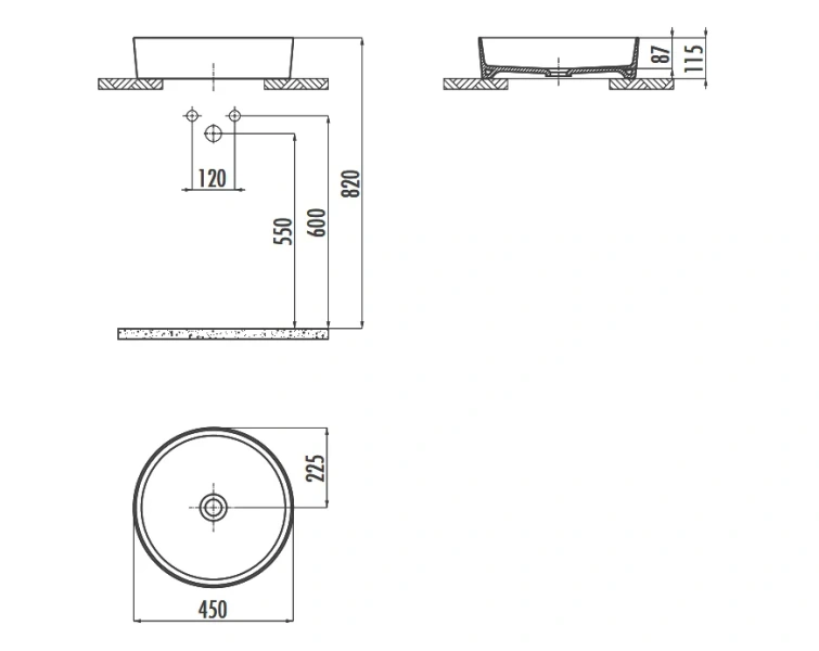 Раковина Creavit Loop 45 см белая матовая LP145-00MB00E-0000