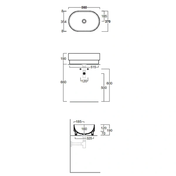 Раковина Simas Po-mo 56 см накладная PO02bi