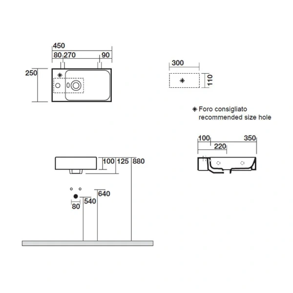 Раковина Kerasan Cento 353701 45 см белая Staron