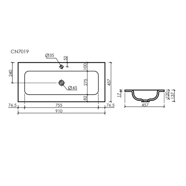 Раковина Ceramica Nova Grace 91 см черная матовая CN7019MB
