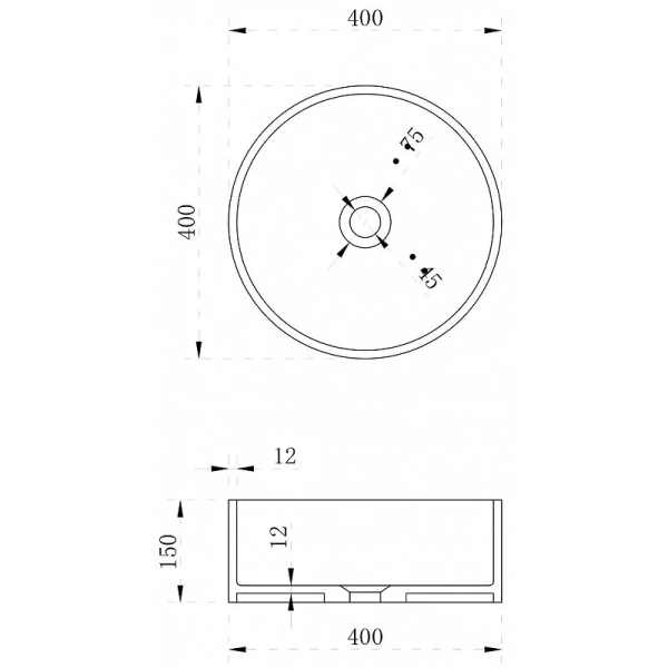 Раковина Abber Stein 40 см белая матовая AS2612