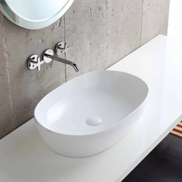 Раковина Azzurra Elegance 60 см овальная ELLA060400C0BI/(ECI60 bi*0) Staron