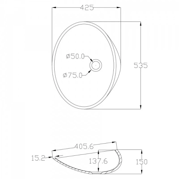 Раковина Abber Stein 53 см искусственный камень AS2616